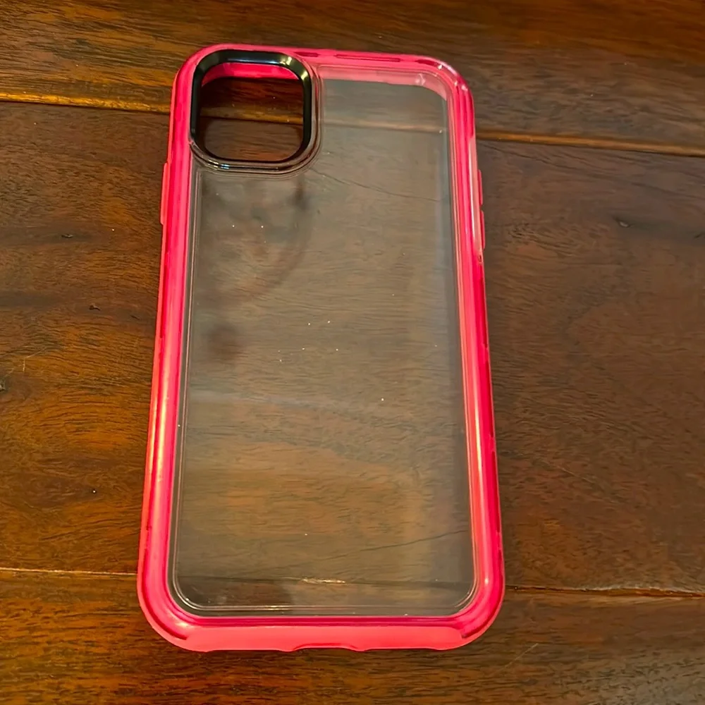 Otter box, clear back with bright pink sides, Gently used1 week, Excellent cond.